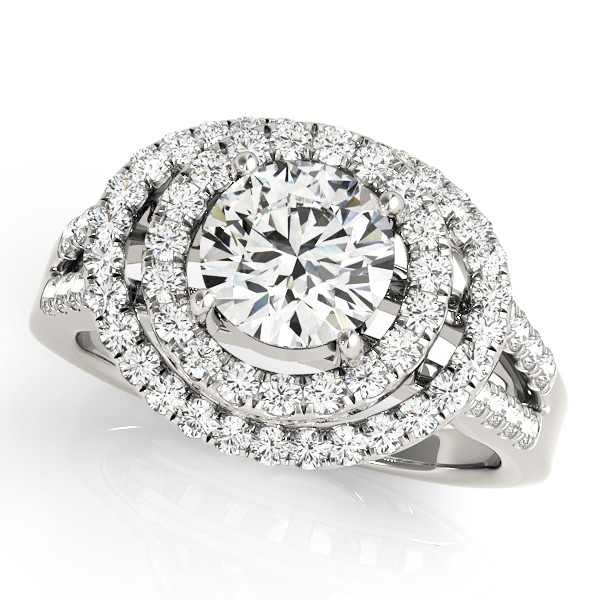0.2 Ct Natural Round Cut Kyrah Halo Diamond Rings in Silver 925