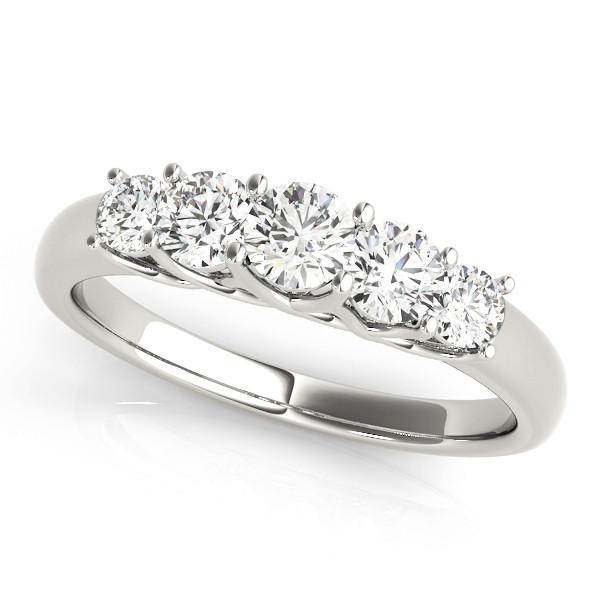 0.25 Ct Lab-Created Round Cut Rosalinda 5 Stone Ring Diamond Rings in 9K White Gold
