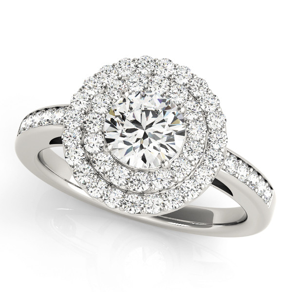 0.2 Ct Natural Round Cut Kaliana Halo Diamond Rings in Silver 925