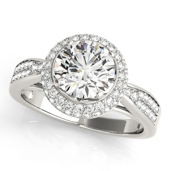 0.2 Ct Natural Round Cut Kezia Halo Diamond Rings in Silver 925