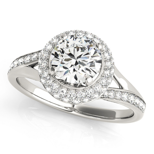 0.2 Ct Natural Round Cut Karley Halo Diamond Rings in Silver 925