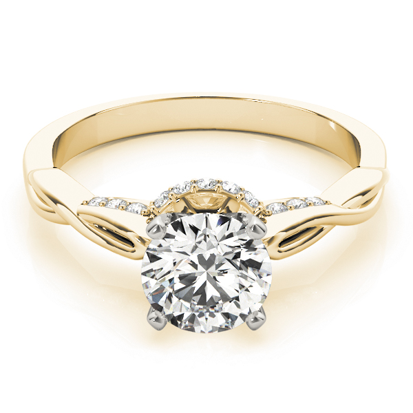 Granya Lab Grown Yellow Gold 4 Prong  Side Stone Diamond Ring