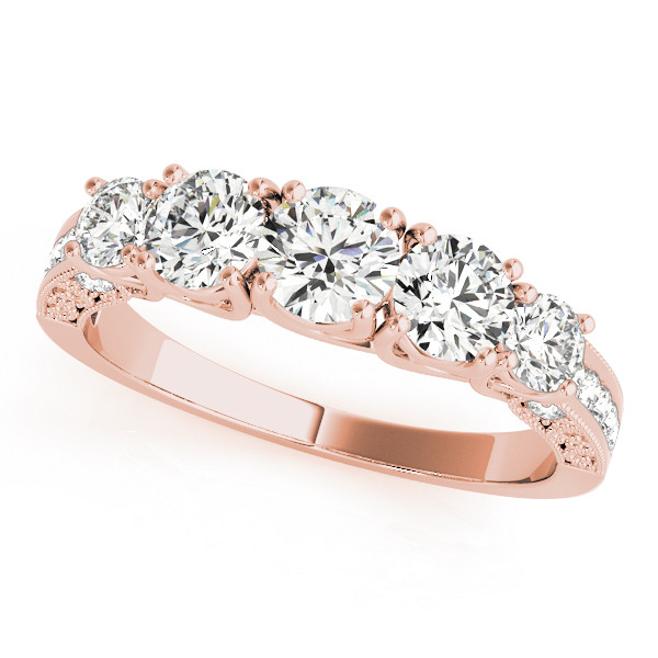 1.2 Ct Natural Round Cut Belle 5 Stone Ring Diamond Rings in 9K White Gold