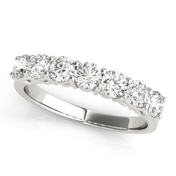 0.25 Ct Lab-Created Round Cut Rylan 7 Stone Ring Diamond Rings in 9K White Gold