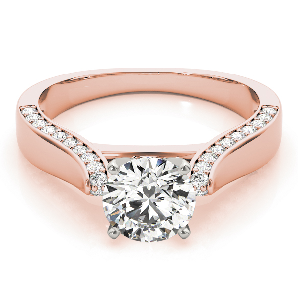 Jaffin Lab Grown Rose Gold 4 Prong  Side Stone Diamond Ring