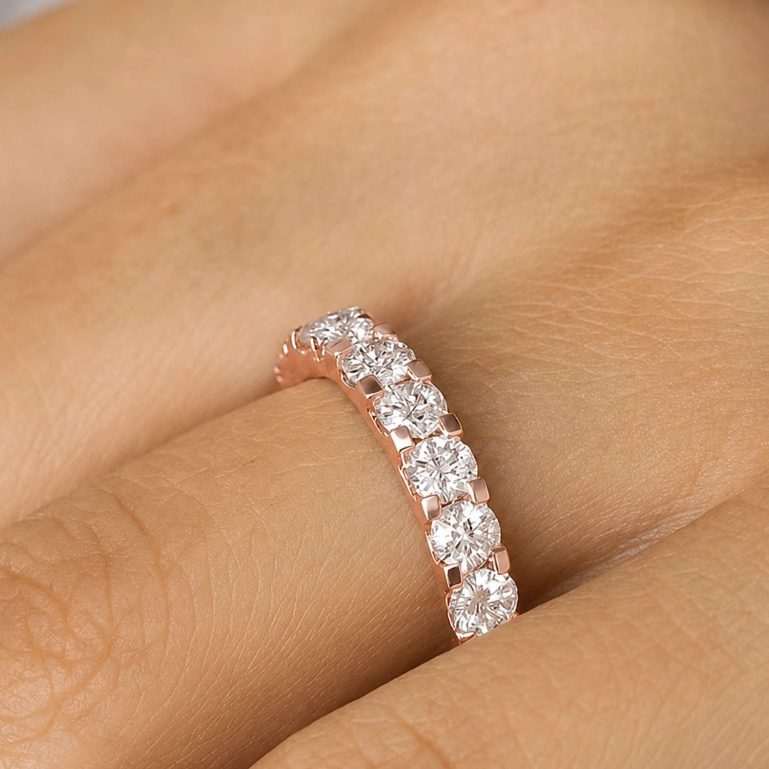 Elli Round Cut Shared Prong Diamond Full Eternity Ring | Sunshine Diamonds