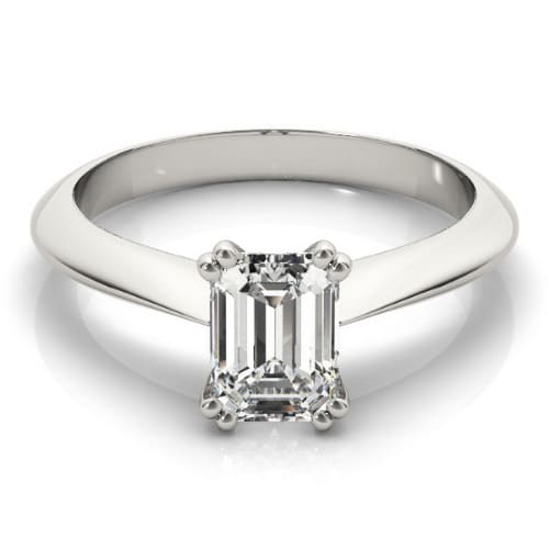 0.2 Ct Natural Emerald Cut Damiya  Solitaire Diamond Rings in Silver 925
