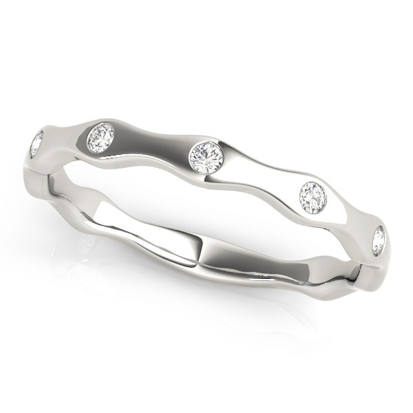 0.12 Ct Lab-Created Round Cut  Half Eternity Diamond Rings in 9K White Gold