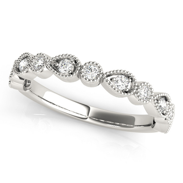 0.16 Ct Lab Grown Round Cut  Half Eternity Diamond Rings in 9K White Gold