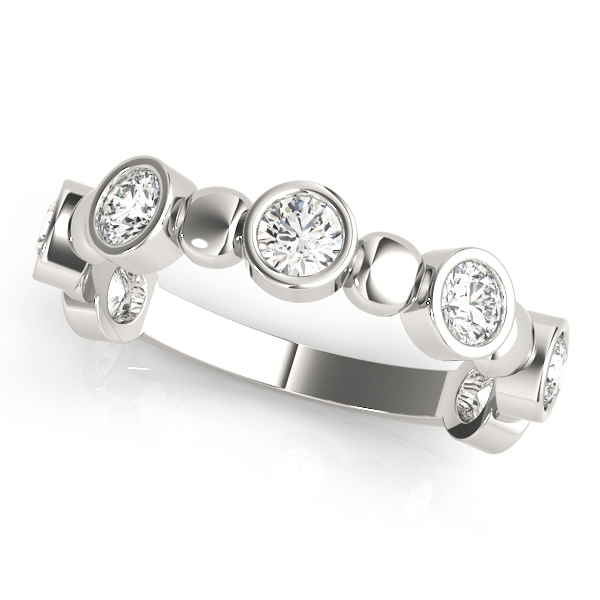 0.5 Ct Lab-Created Round Cut  7 Stone Ring Diamond Rings in 9K White Gold