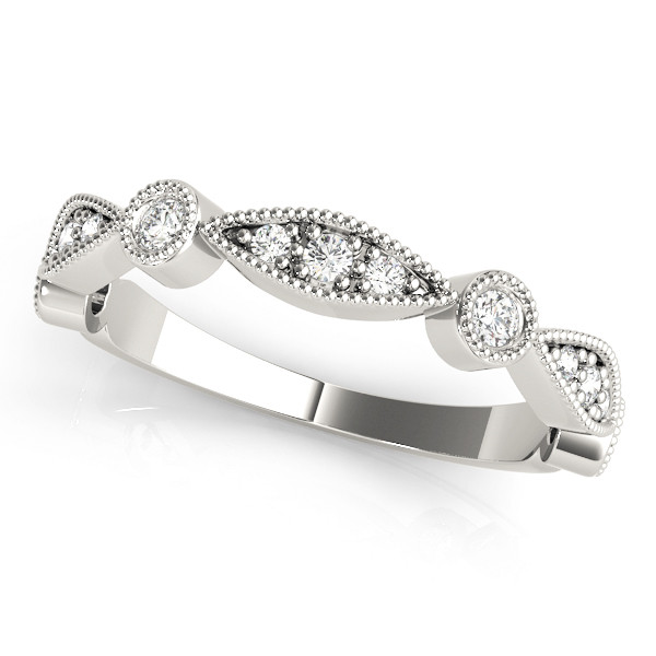 0.16 Ct Lab-Created Round Cut  Half Eternity Diamond Rings in 9K White Gold