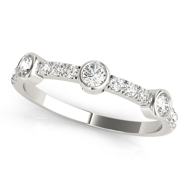0.38 Ct Lab Grown Round Cut  Half Eternity Diamond Rings in 9K White Gold