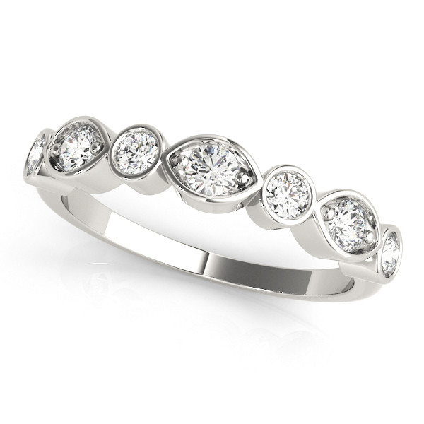 0.5 Ct Lab-Created Round Cut  7 Stone Ring Diamond Rings in 9K White Gold