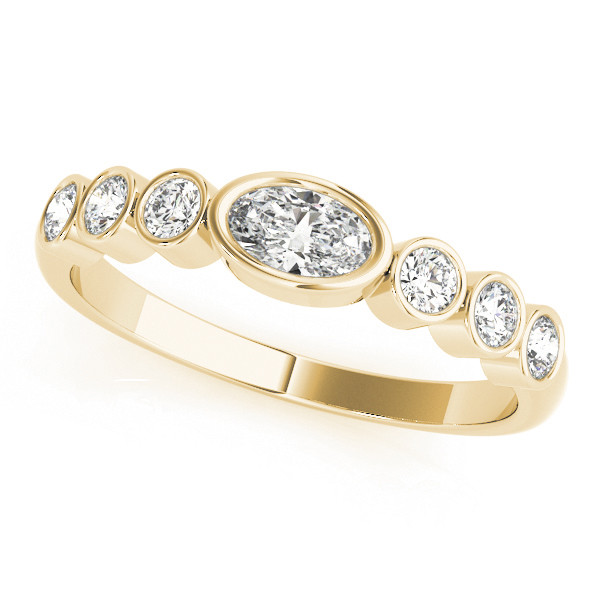 Lab Grown Yellow Gold Bezel-Set 7 Stone Diamond Ring