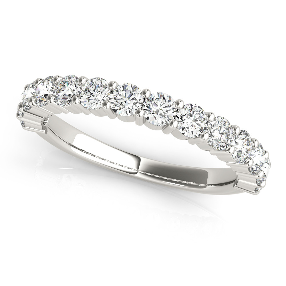 0.1 Ct Lab-Created Round Cut Adelaine Three Quarter Eternity Diamond Rings in 9K White Gold