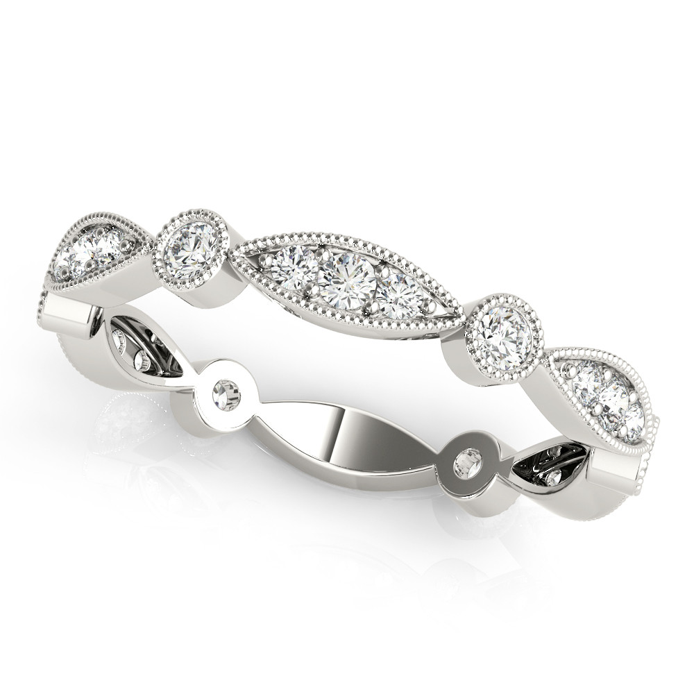 0.33 Ct Lab-Created Round Cut  Half Eternity Diamond Rings in 9K White Gold