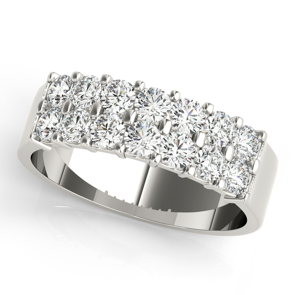 0.87 Ct Lab-Created Round Cut Lyndy  Diamond Rings in 9K White Gold