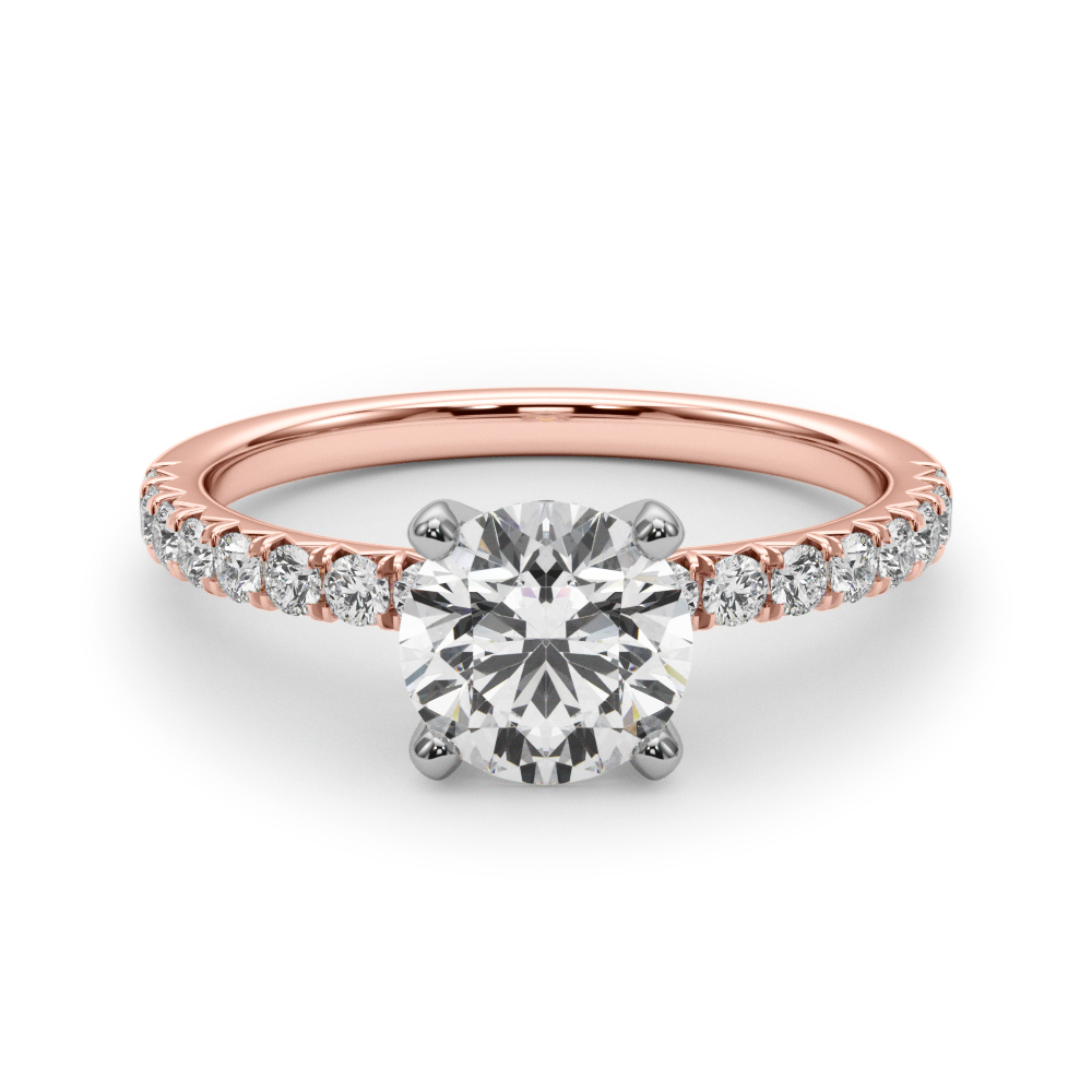 0.25 Ct Lab Grown Round Cut Amillia Side Stone Diamond Rings in 9K White Gold