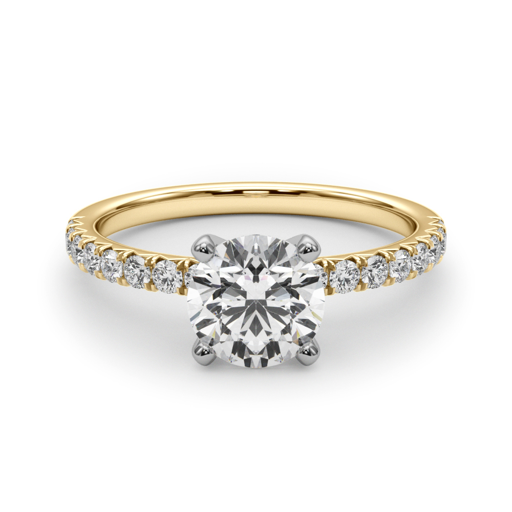 0.25 Ct Lab Grown Round Cut Amillia Side Stone Diamond Rings in 9K White Gold