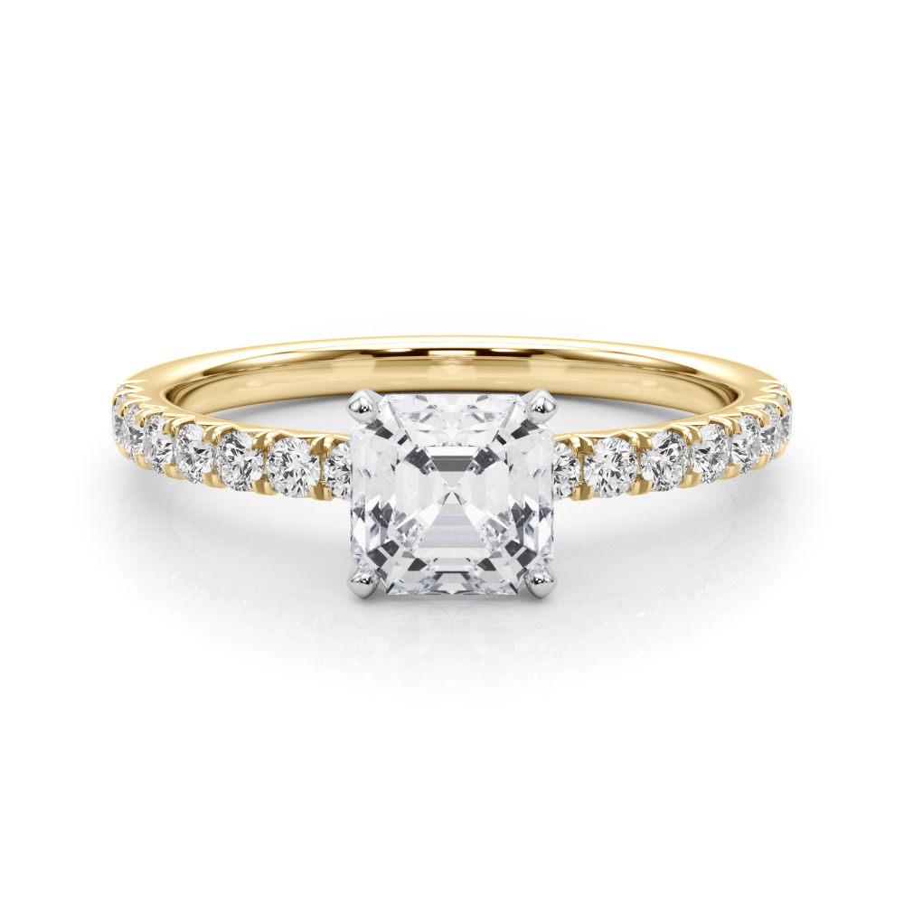 0.2 Ct Lab-Created Diamond Asscher Cut Shaila  Side Stone Engagement Rings in Silver 925