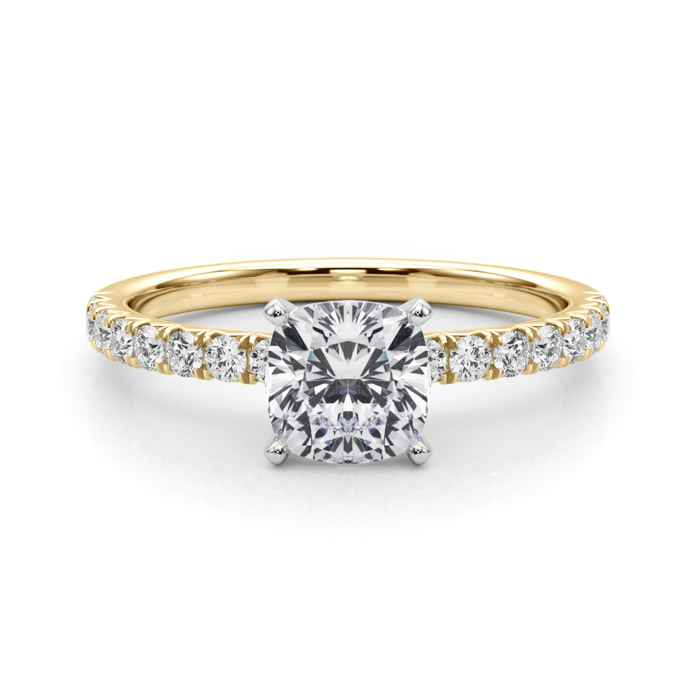 0.2 Ct Lab-Created Diamond Cushion Cut Shaila  Side Stone Engagement Rings in Silver 925