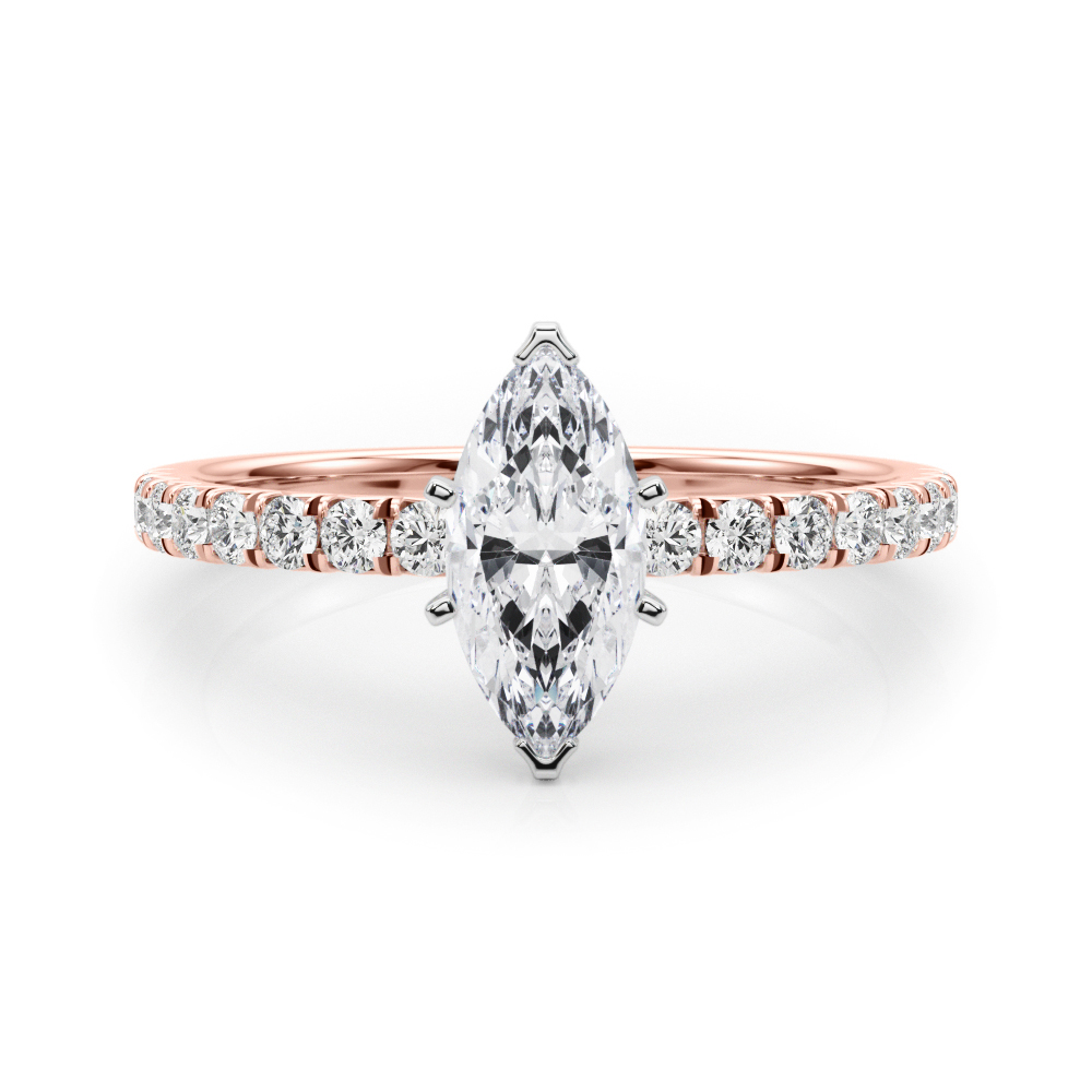 0.2 Ct Lab-Created Diamond Marquise Cut Shaila  Side Stone Engagement Rings in Silver 925