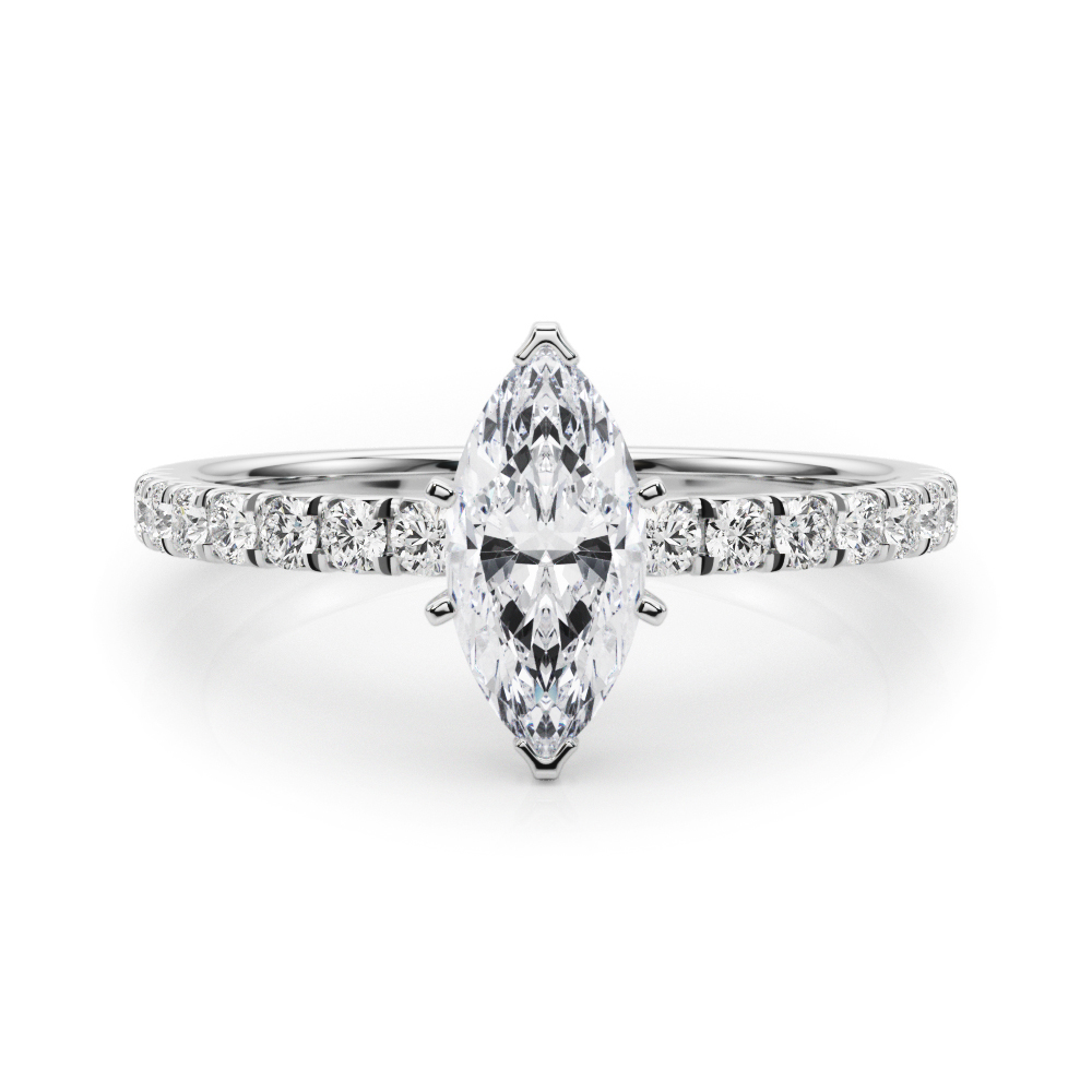 0.2 Ct Lab-Created Diamond Marquise Cut Shaila  Side Stone Engagement Rings in Silver 925