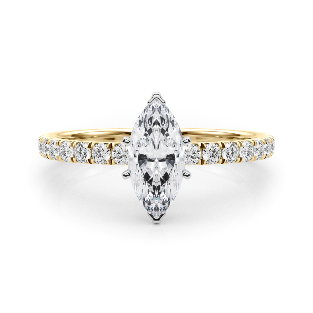 0.2 Ct Lab-Created Diamond Marquise Cut Shaila  Side Stone Engagement Rings in Silver 925