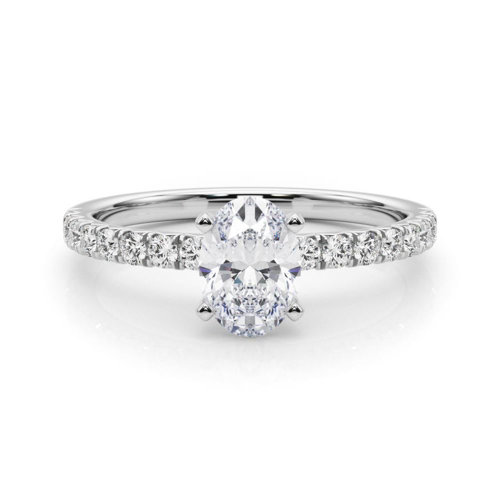 0.2 Ct Lab-Created Diamond Oval Cut Shaila  Side Stone Engagement Rings in Silver 925