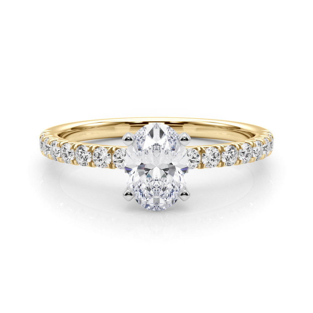 0.2 Ct Lab-Created Diamond Oval Cut Shaila  Side Stone Engagement Rings in Silver 925