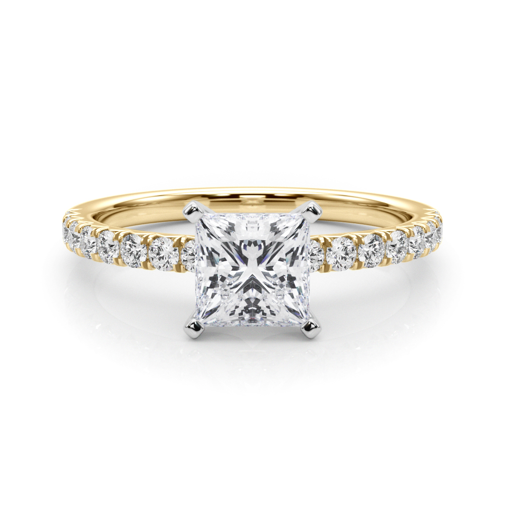 0.2 Ct Lab-Created Diamond Princess Cut Shaila  Side Stone Engagement Rings in Silver 925