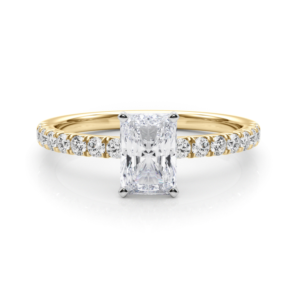 0.2 Ct Lab-Created Diamond Radiant Cut Shaila  Side Stone Engagement Rings in Silver 925