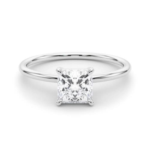 0.1 Ct Lab-Created Princess Cut Dollie  Solitaire Diamond Rings in Silver 925