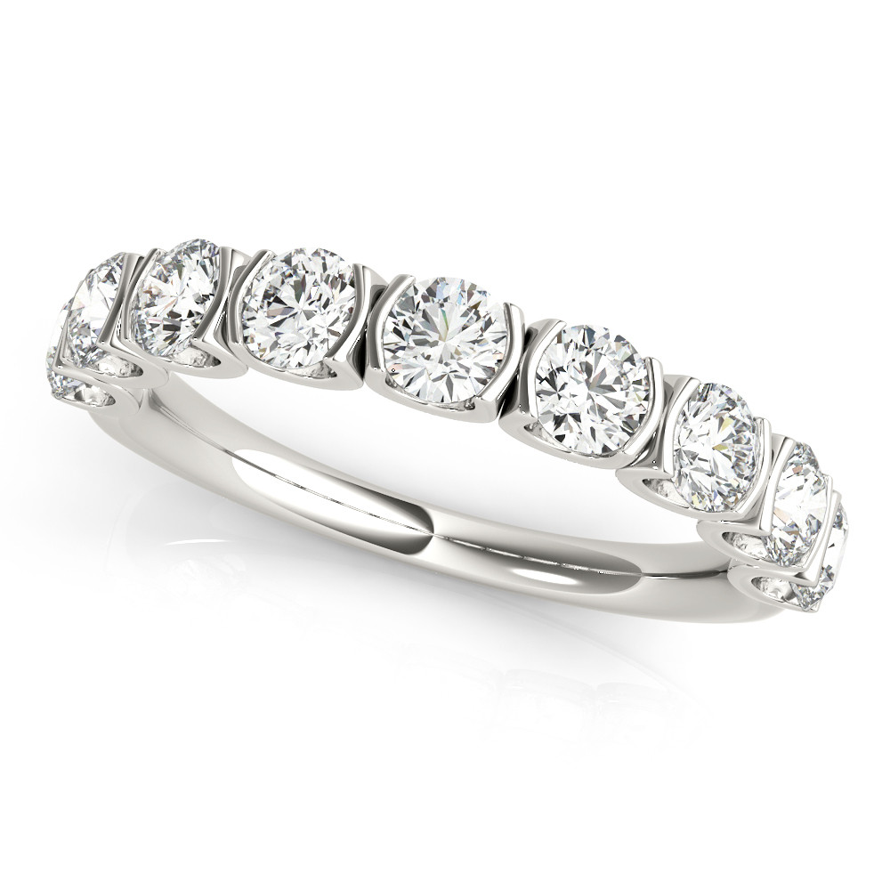 0.72 Ct Lab-Created Round Cut  Half Eternity Diamond Rings in 9K White Gold