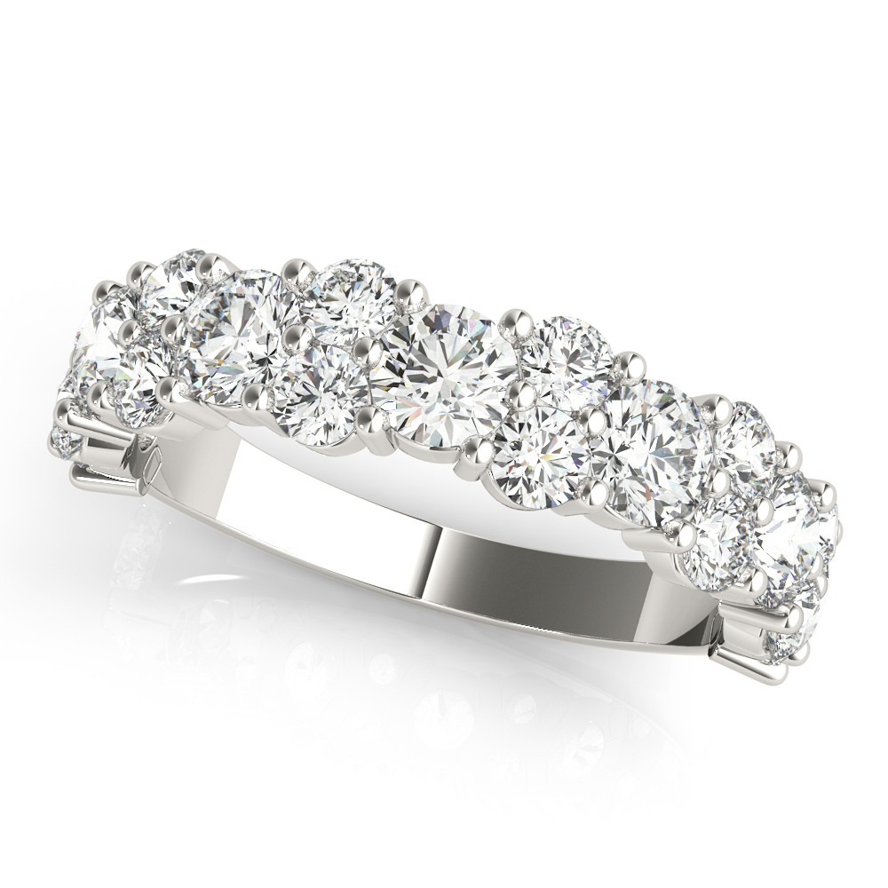 2.2 Ct Lab-Created Round Cut Dakotah Three Quarter Eternity Diamond Rings in 9K White Gold