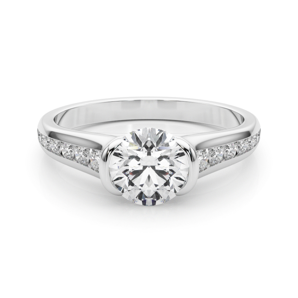0.2 Ct Lab Grown Diamond Round Cut Siarah  Side Stone Engagement Rings in Silver 925