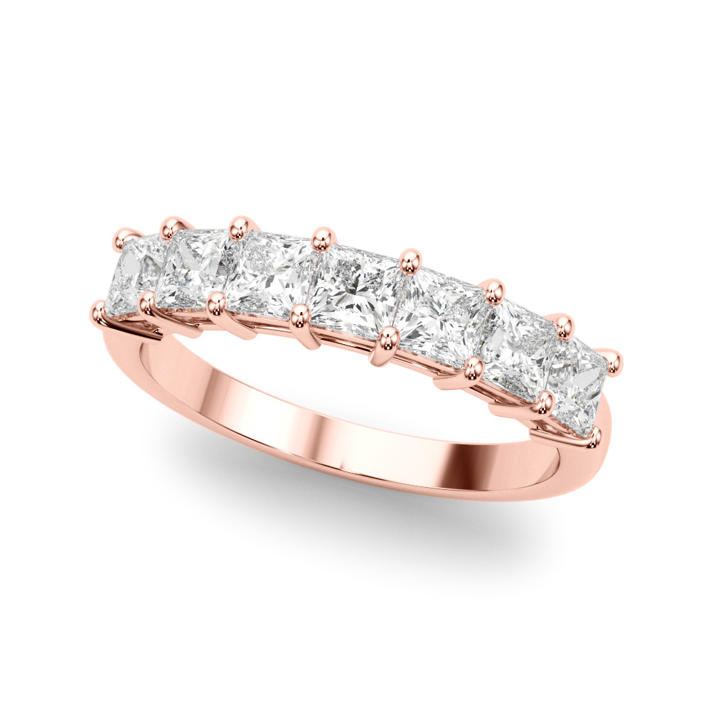 1 Ct Lab-Created Princess Cut Viola 7 Stone Ring Diamond Rings in 9K White Gold