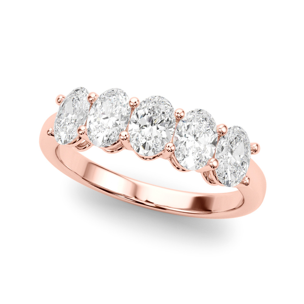 1 Ct Lab-Created Oval Cut Darcy 5 Stone Ring Diamond Rings in 9K White Gold