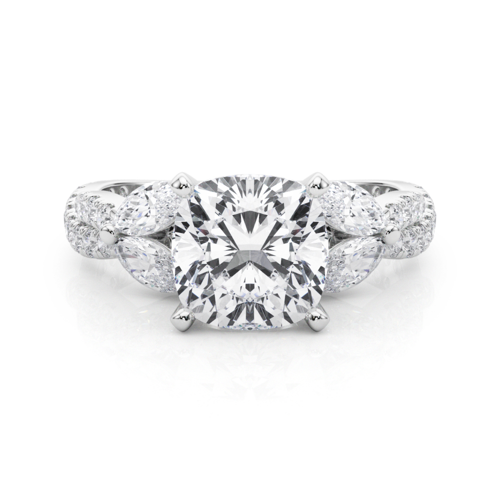 Jelintina Natural 4 Prong Set Side Stone Diamond Ring