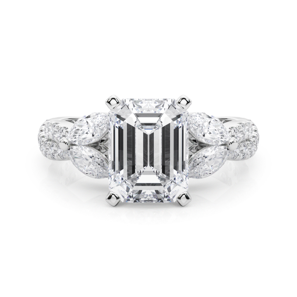Jelintina Natural 4 Prong Set Side Stone Diamond Ring
