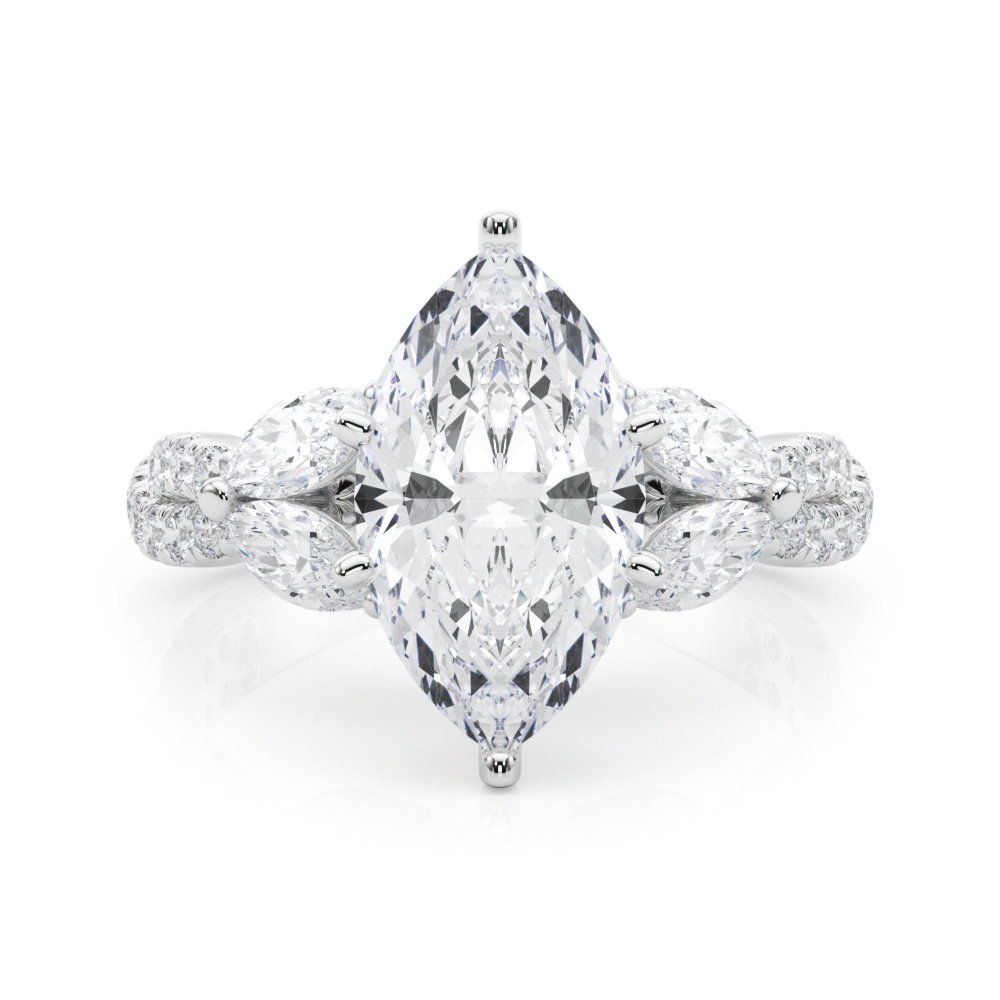 Jelintina Natural 6 Prong Set Side Stone Diamond Ring