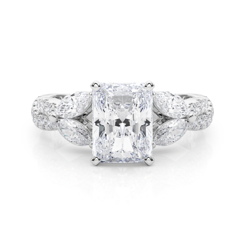 Jelintina Natural 4 Prong Set Side Stone Diamond Ring