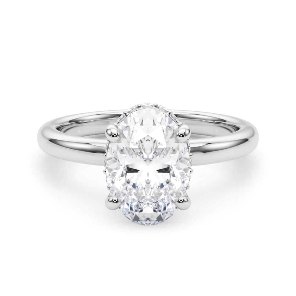 0.2 Ct Lab-Created Diamond Oval Cut Elza  Halo Engagement Rings in Silver 925