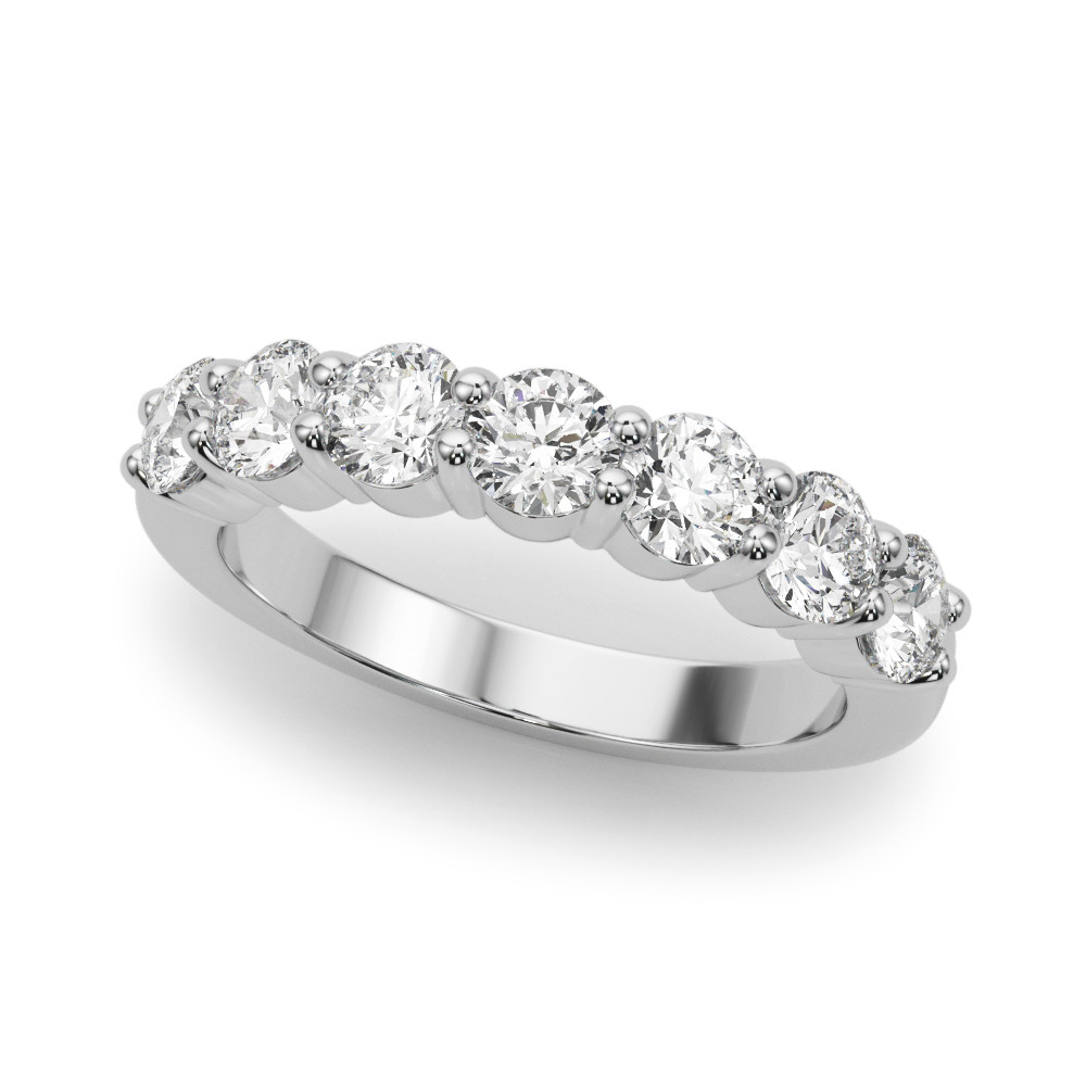 0.7 Ct Lab-Created Round Cut Rosalee 7 Stone Ring Diamond Rings in 9K White Gold