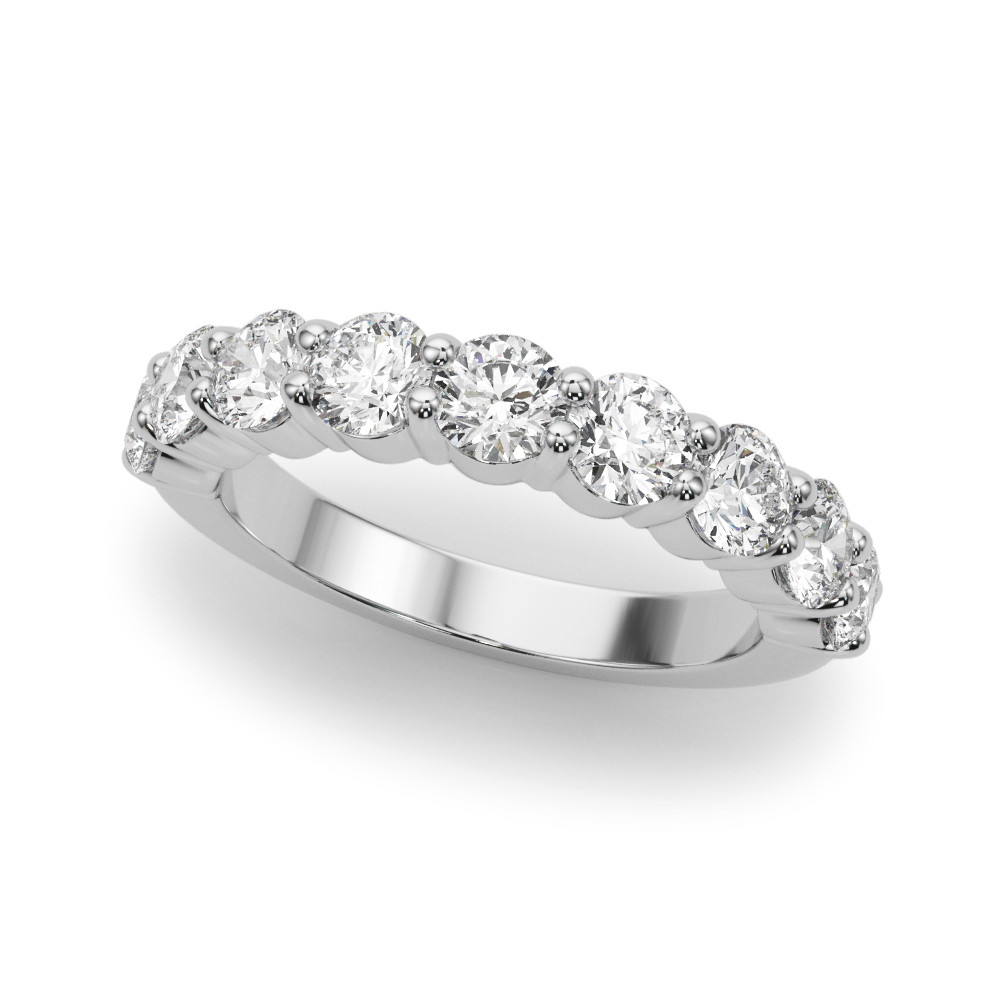 0.9 Ct Lab-Created Round Cut Claudia Half Eternity Diamond Rings in 9K White Gold