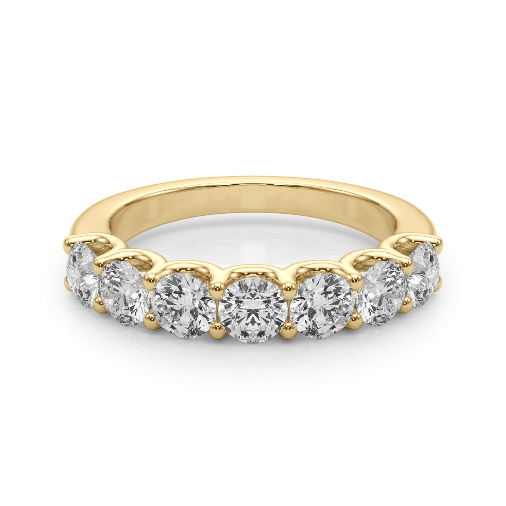 Aqilino Lab Grown Yellow Gold Shared Prong Set 7 Stone Diamond Ring