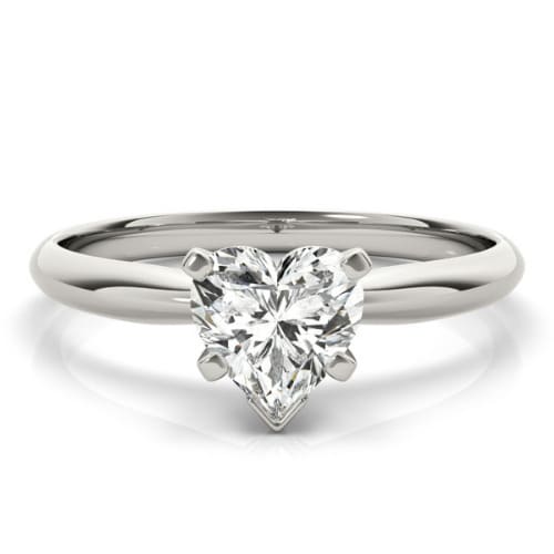 0.2 Ct Natural Heart Cut Donia  Solitaire Diamond Rings in 9K White Gold
