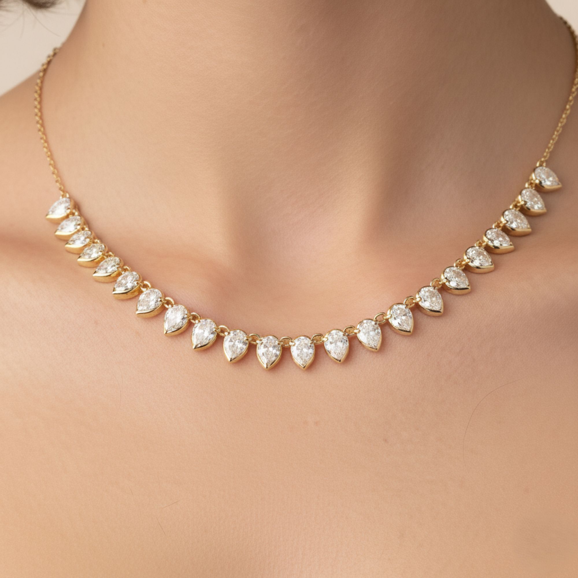 6.50 Carat Pear Shape Diamond Chain Necklace | Sunshine Diamonds