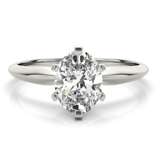 0.2 Ct Natural Oval Cut Deandrea  Solitaire Diamond Rings in Silver 925