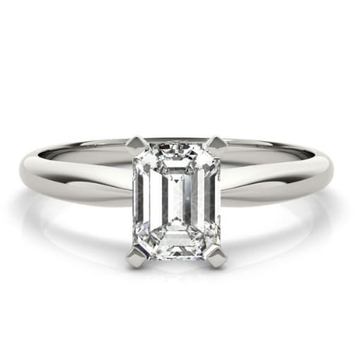 0.2 Ct Natural Emerald Cut Dally  Solitaire Diamond Rings in Silver 925